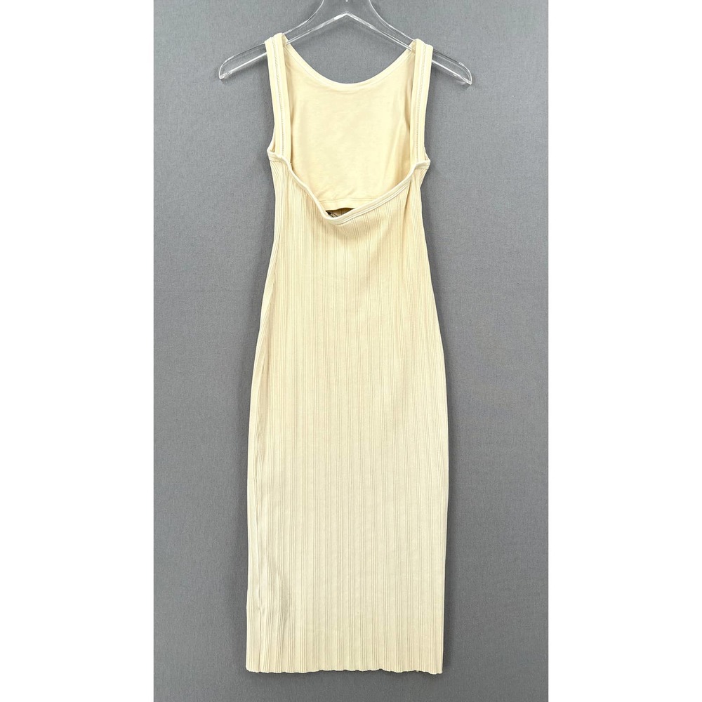 ENZA COSTA Dress Womens Small Cream Rib Scoop Back Midi Dress Stretch Low Back - Picture 3 of 16